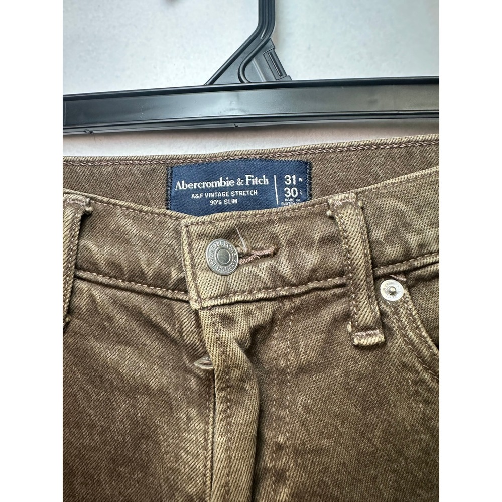 Abercrombie & Fitch 90s Slim‎ Brown Vintage Stretch Jeans Mens 31x30 131D0213 - Picture 5 of 11